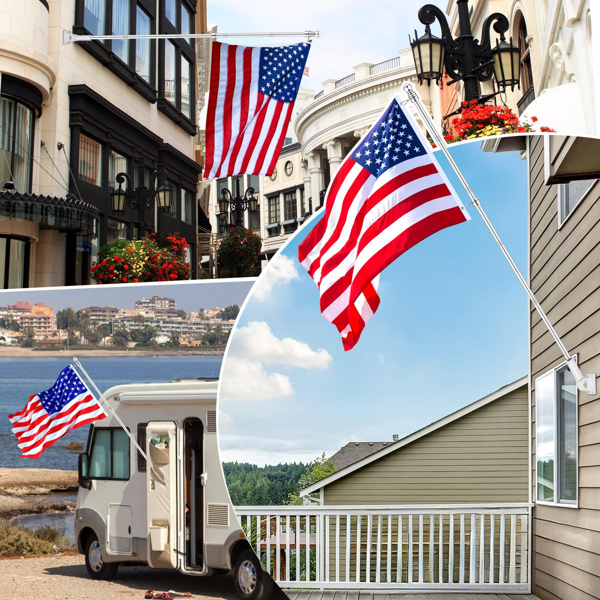 REERON weather-resistant flag pole kit designed to withstand harsh conditions.