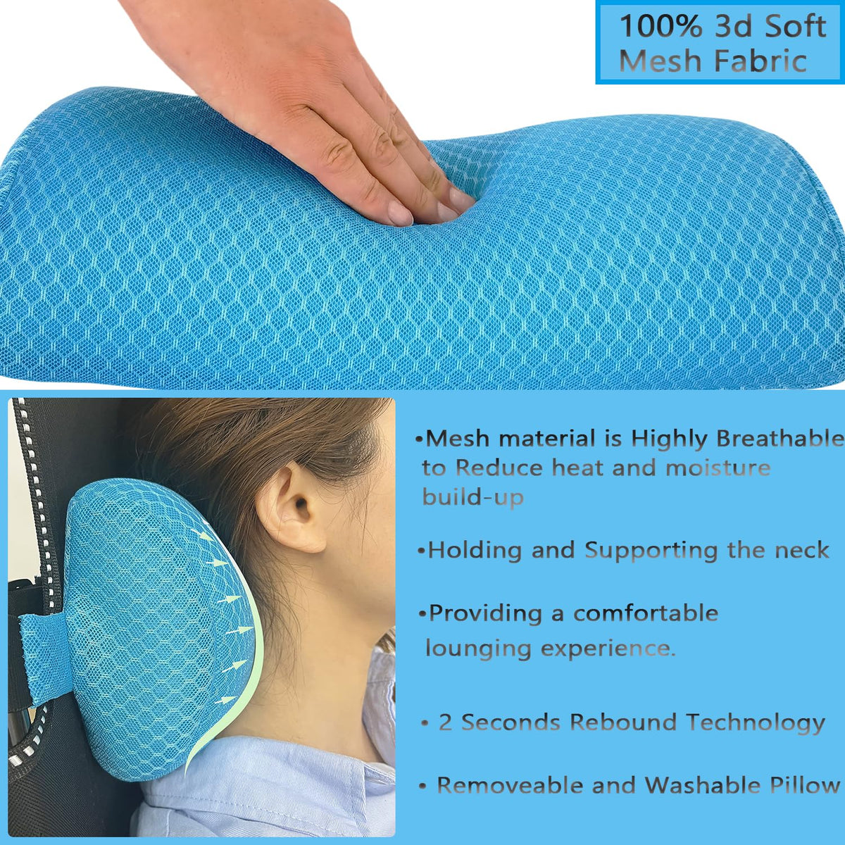 REEZEIVI adjustable straps securing the headrest on chairs.
