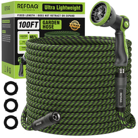 REFDAQ garden hose with 360° swivel ends for kink-free watering and smooth flow.