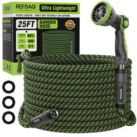 REFDAQ Garden Hose with 360° swivel handles reduces tangles for smooth water flow.