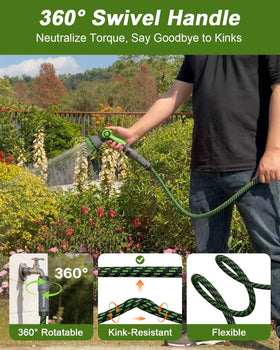 REFDAQ garden hose stays flexible in extreme weather from -40°F to 150°F.