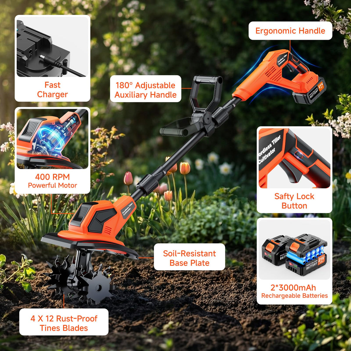 Reffmov reinforced motor housing adds durability for outdoor use.