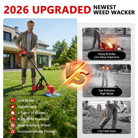 REFFMOV lightweight weed wacker at four pounds reduces user fatigue