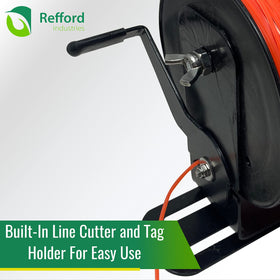 Stainless steel bracket securely holds 5lb spools for on-site line changes.