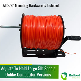 Upgraded steel bolt locks keep spools firmly in place during use.