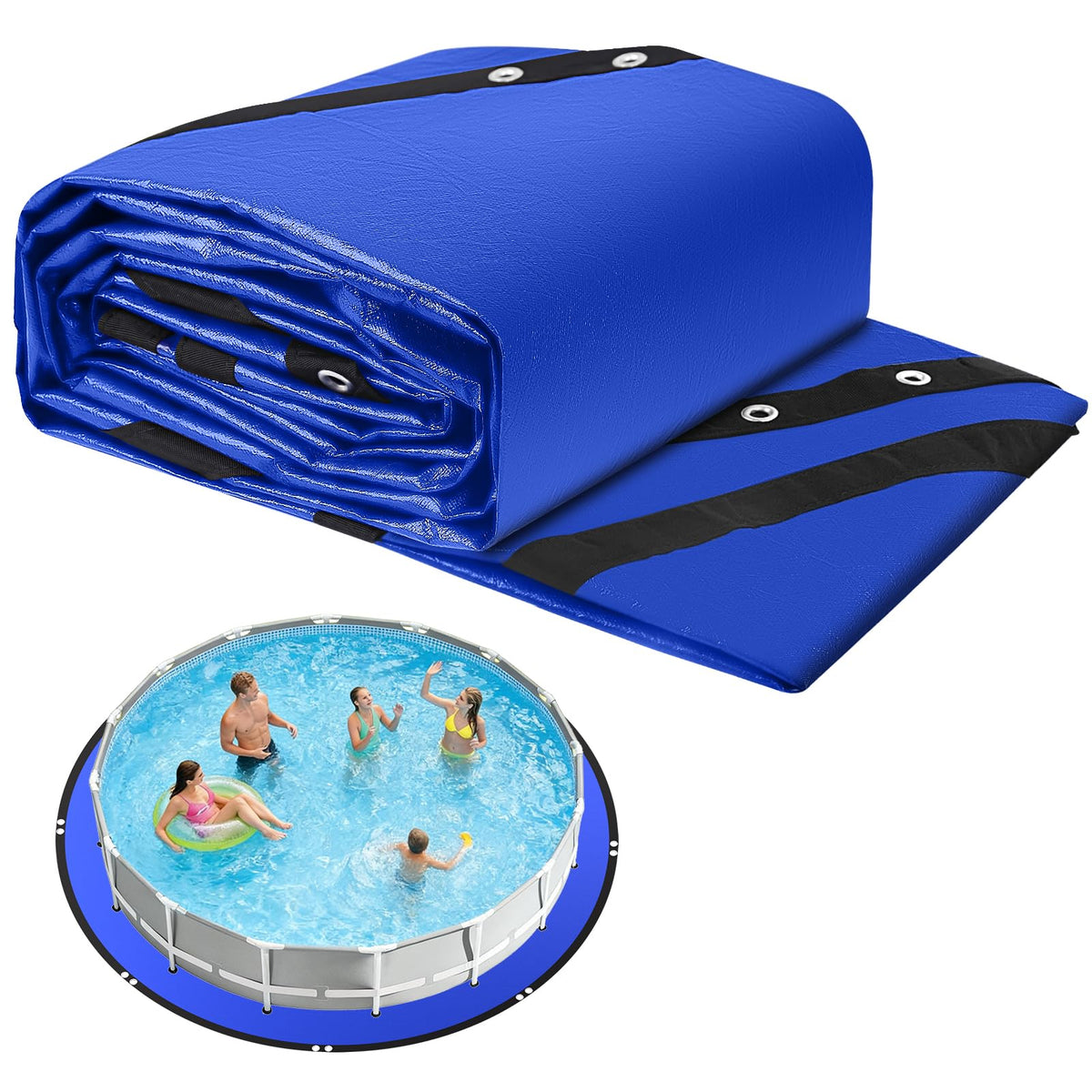 REGMICS 18ft round pool liner pad underlayment showcases full coverage design for durable protection.