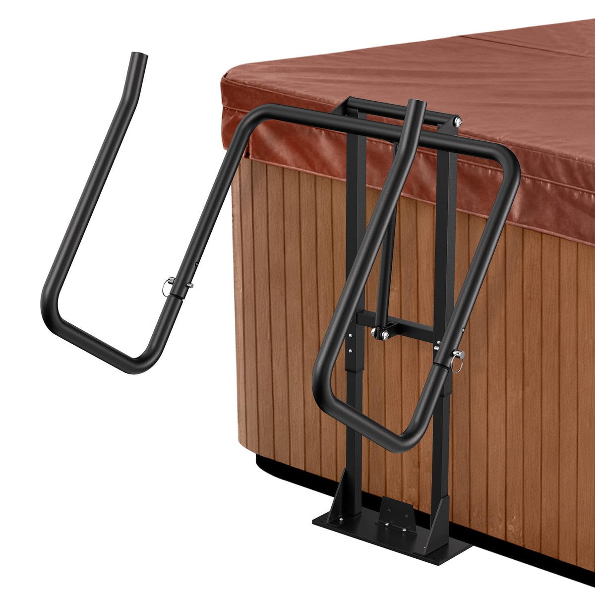 REGMICS aluminum hydraulic spa cover lift, front view for easy handling.