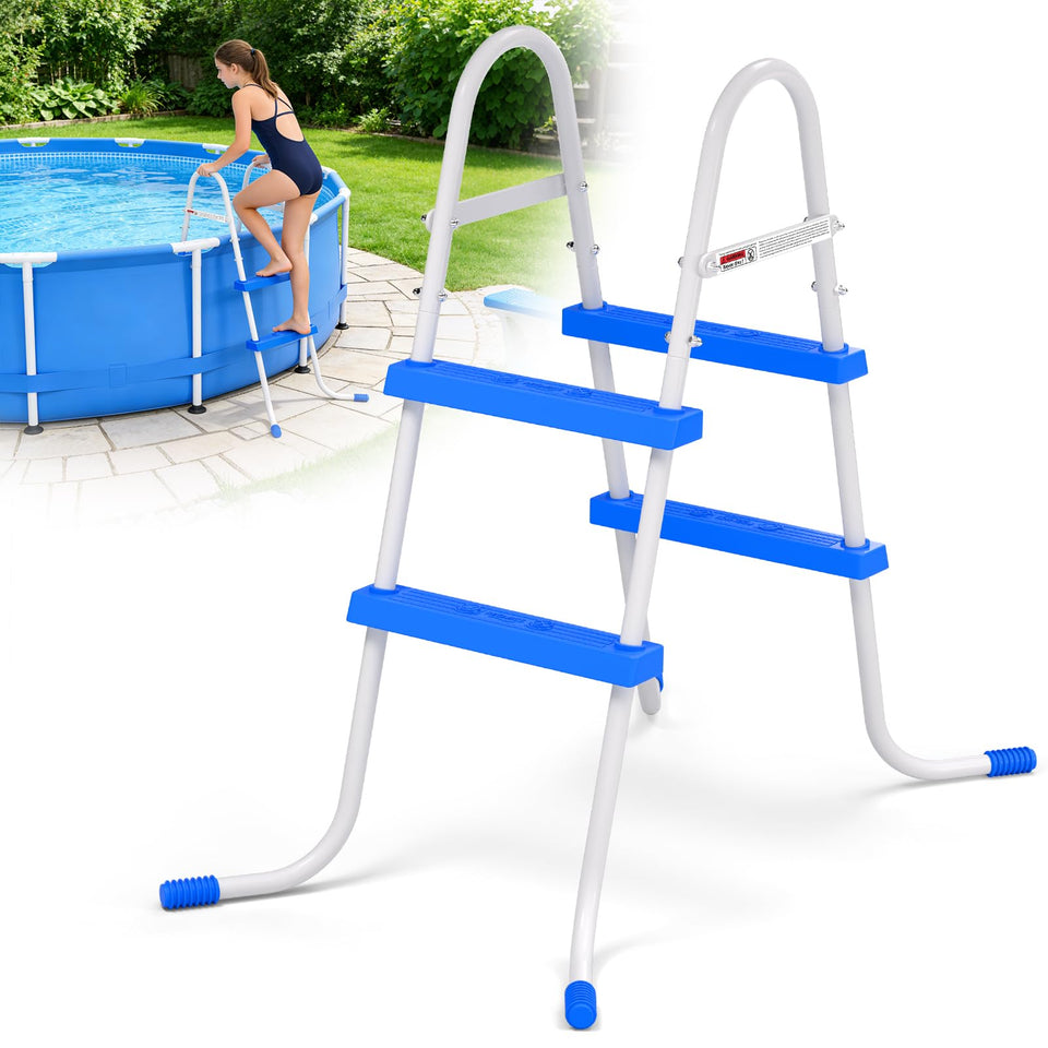 REGMICS heavy-duty ladder front view with sturdy frame for pool entry