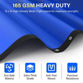 REGMICS metal grommets edging underlayment shown for secure anchoring into ground.