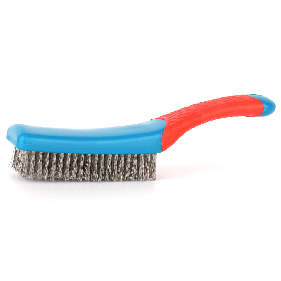 Regpre rust removal brush shows 8-row stainless steel bristles for metal surfaces
