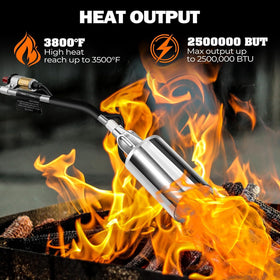 REHOSEUP ten foot hose demonstrates extended reach for safe outdoor heating.