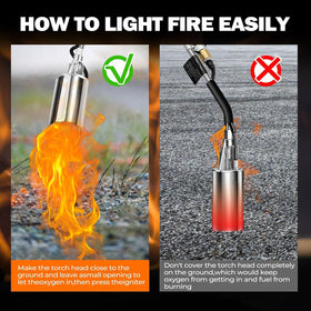 REHOSEUP turbo trigger igniter enables quick safe flame start.