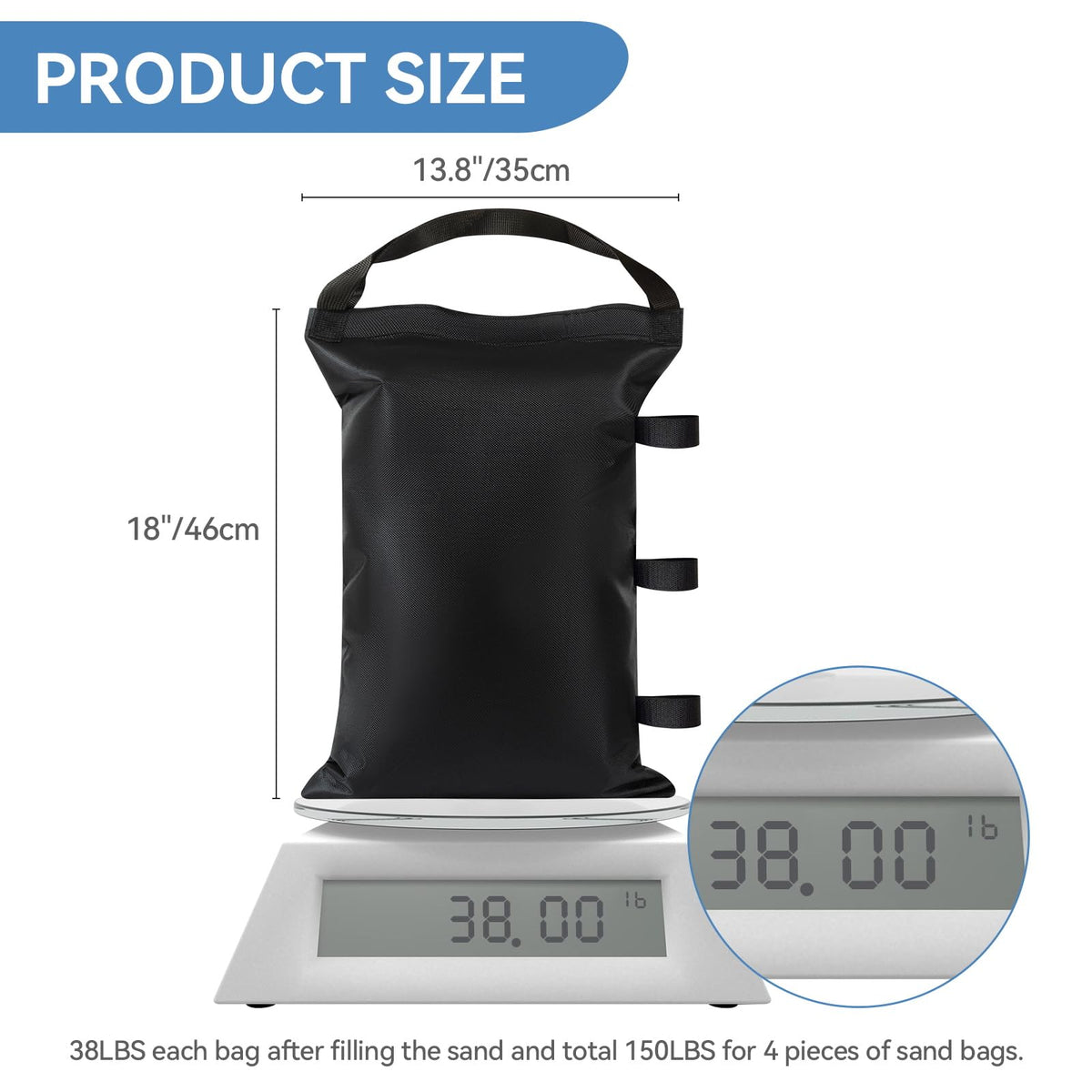 REHOYEE Velcro-closure sand bags eliminate zipper issues during setup.