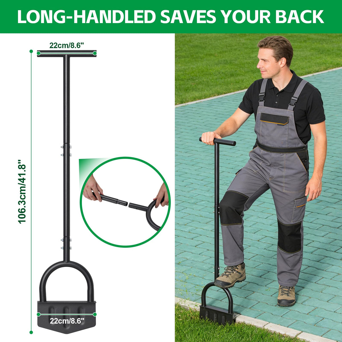 REILEIHODE edger wide footplate helps guide clean borders with a steady push