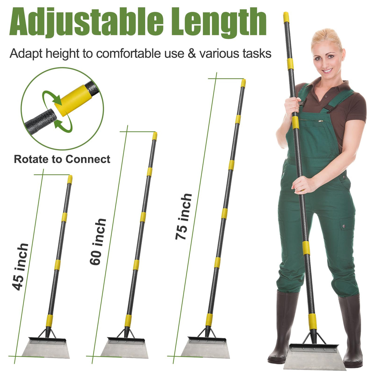 REILEIHODE metal blade on floor scraper resists tough soil and moss.