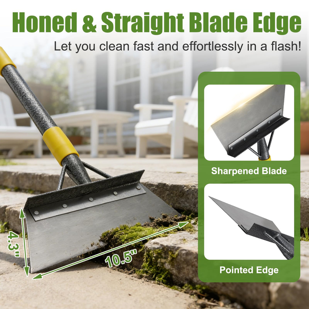 REILEIHODE floor scraper with 60-inch handle for extended reach and edging.