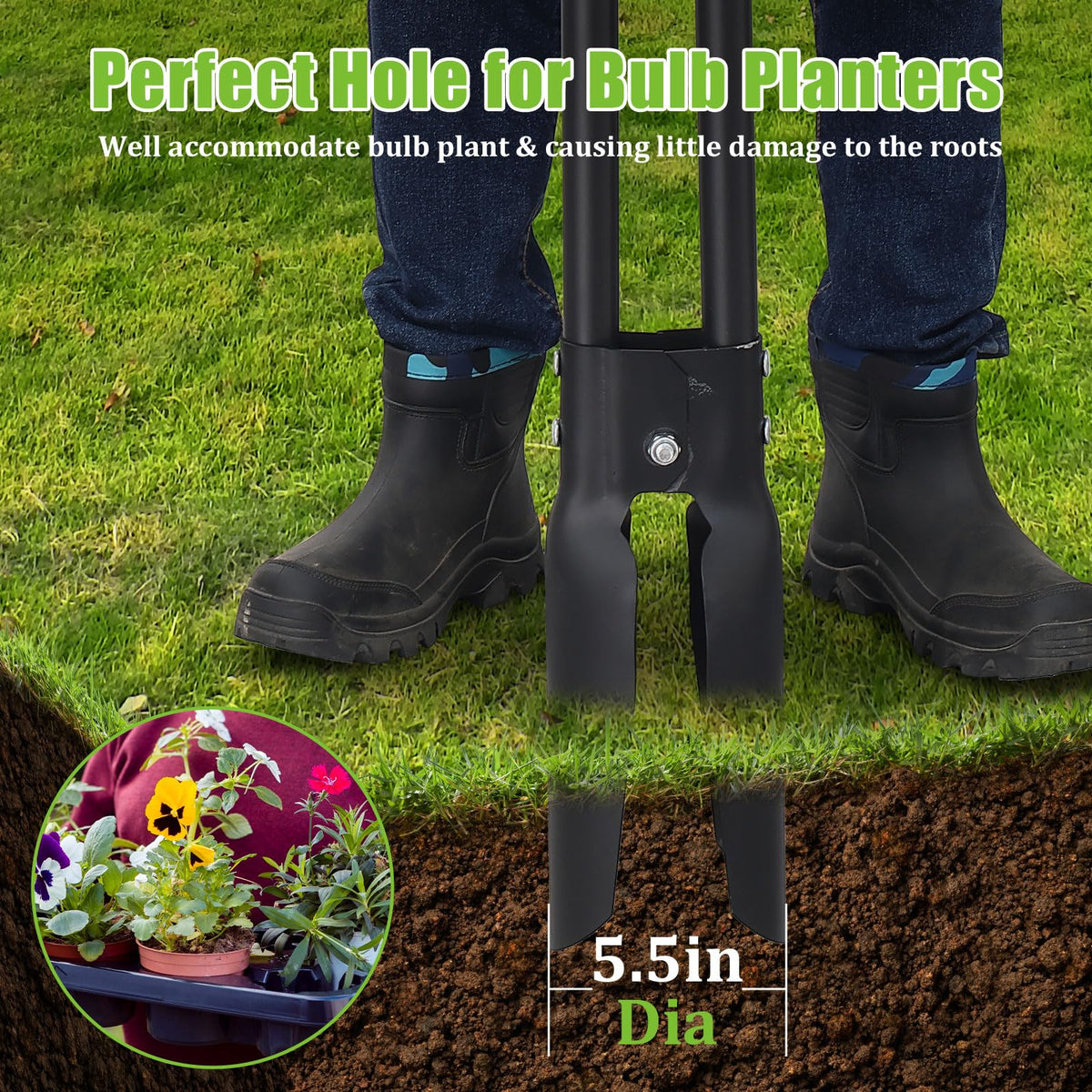 REILEIHODE post hole digger ergonomic handles reduce digging strain during use.