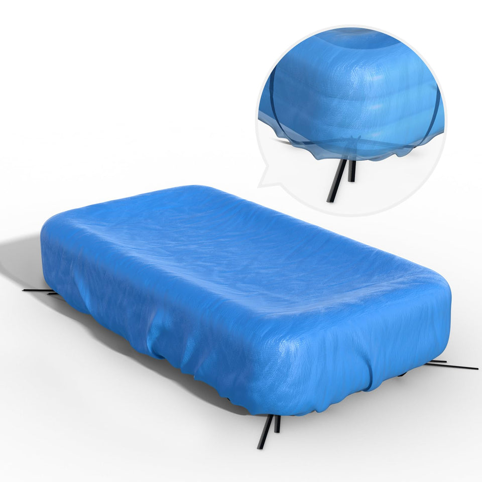 Reinmoson rectangle pool cover with elastic edges and drawstrings for secure placement