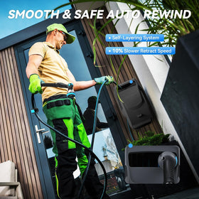 Relhost free locking length feature secures hose at a chosen distance.