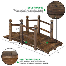 RELIANCER wooden garden bridge arch side view shows sturdy double rails.