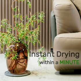 Relime absorbent stone tray enhances plant aesthetics while protecting surfaces from spills