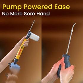 Relime angled grip helps upright spraying for ceilings and baseboards.