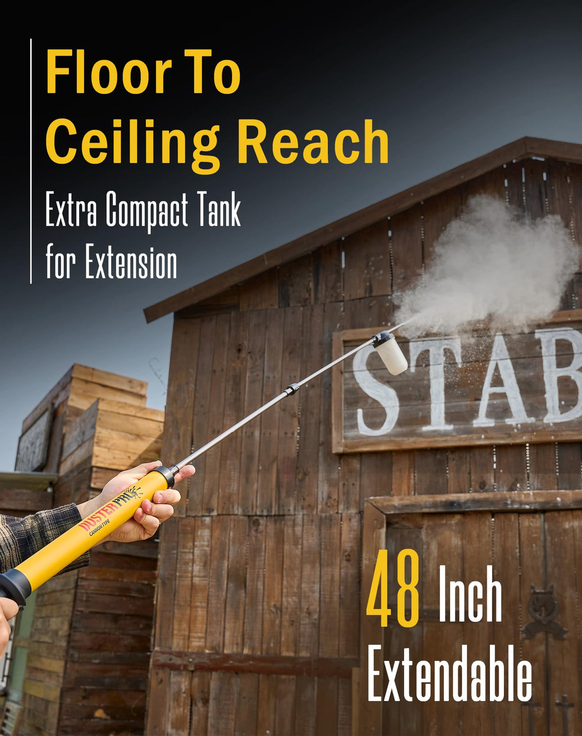 Relime duster with extension rod enables high-ceiling reach.