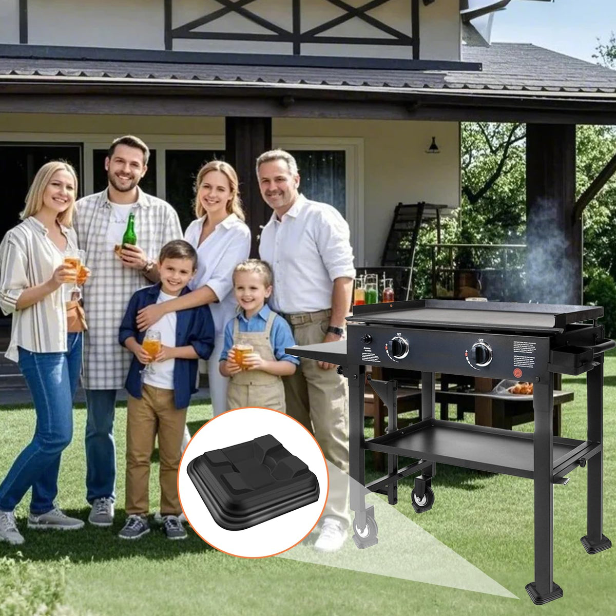 RELIY griddle leveling shims 3-14x3-14 inch base supports a stable cooking platform.