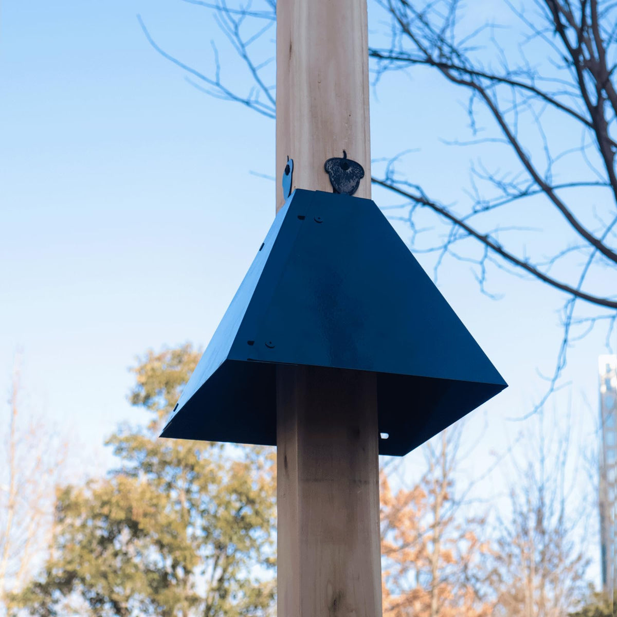 RELIY Squirrel Baffle provides all-season protection for outdoor bird feeders.