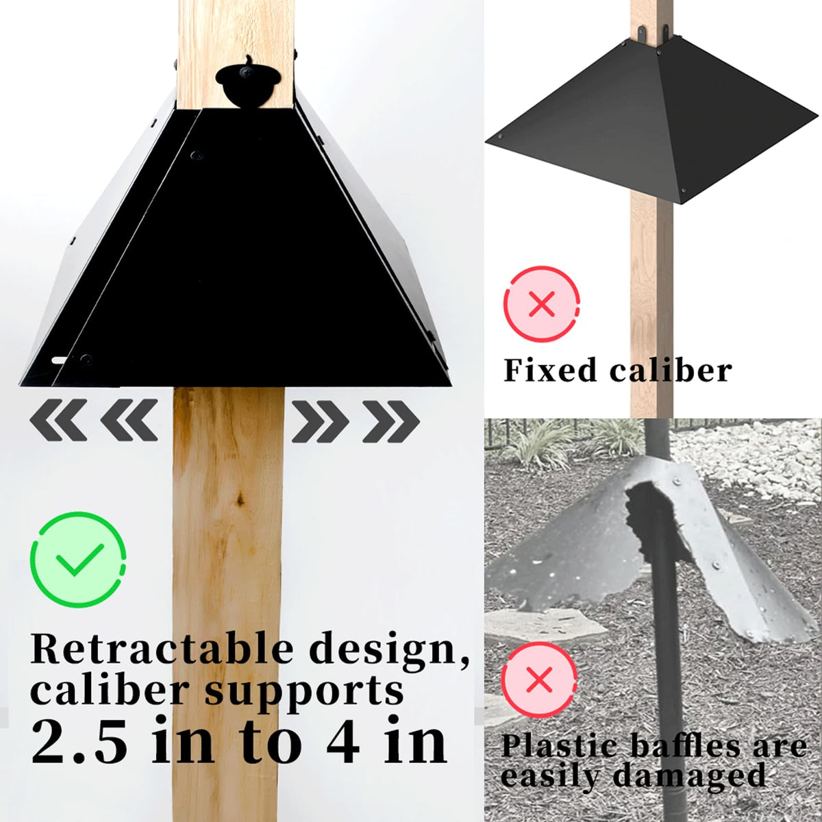 RELIY Squirrel Baffle edge design blocks climbing when installed.