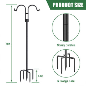 Relx Bird Feeder Pole double hook design supports feeders and lanterns.
