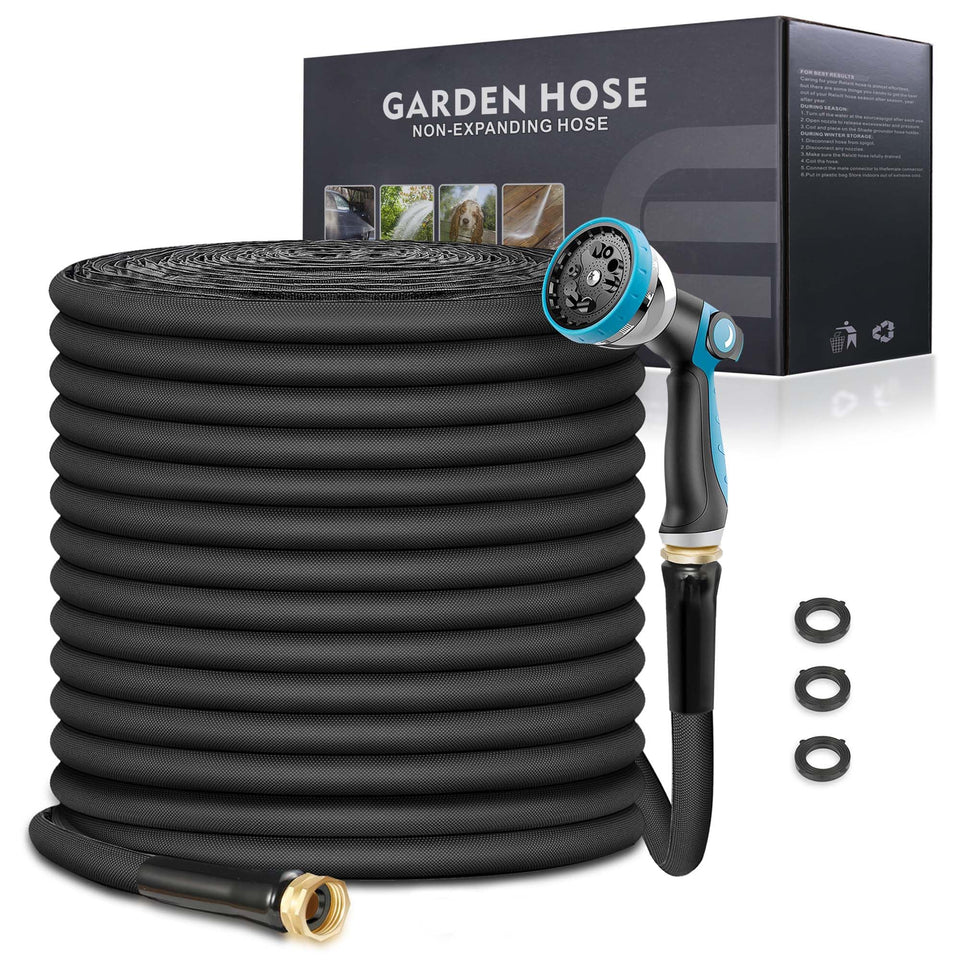Relxitl Garden Hose 100ft with no expanding design for steady water flow.