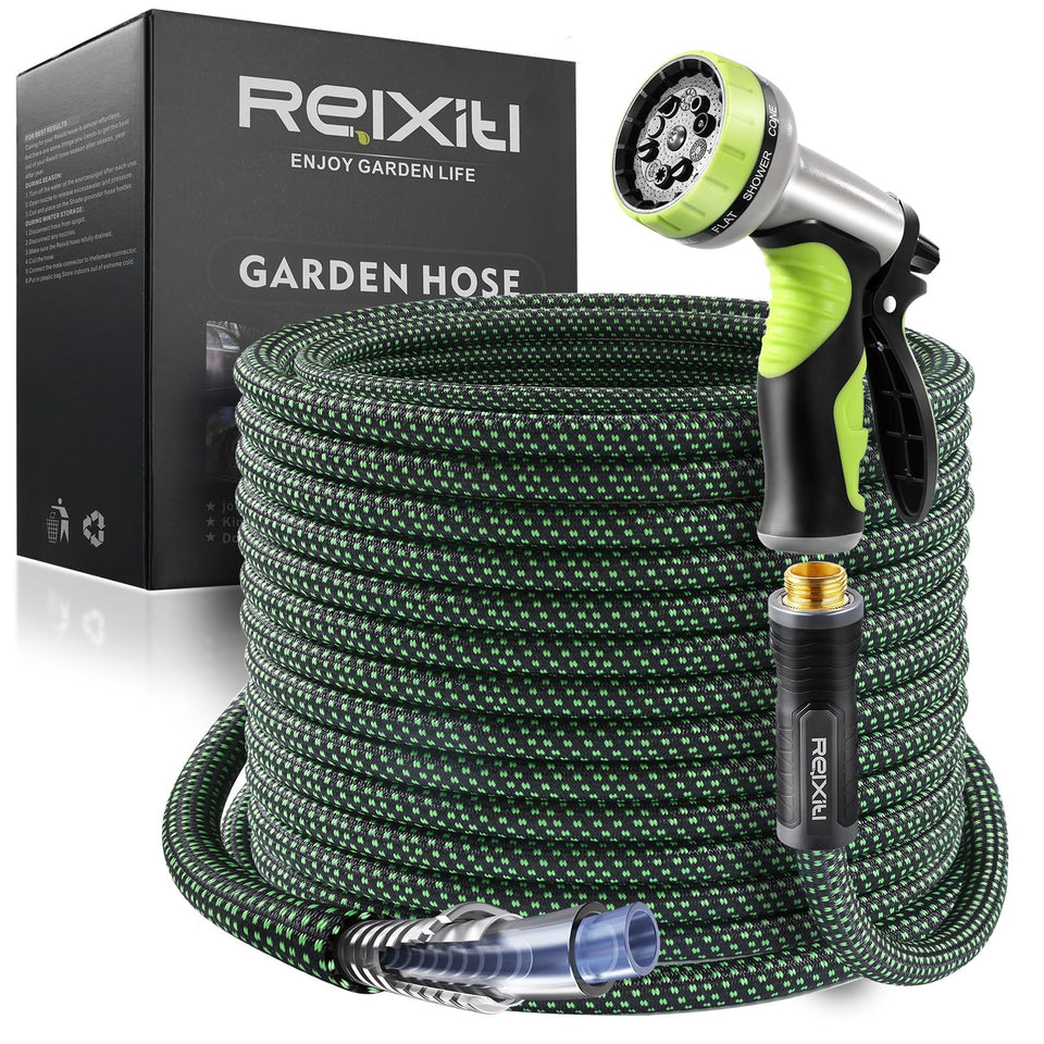 Relxitl Garden Hose 50ft flexible design for easy yard watering and maneuverability.