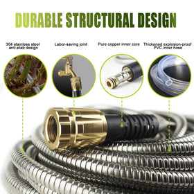 Relxitl hose with stainless steel shell, scratch-resistant for long-lasting use.