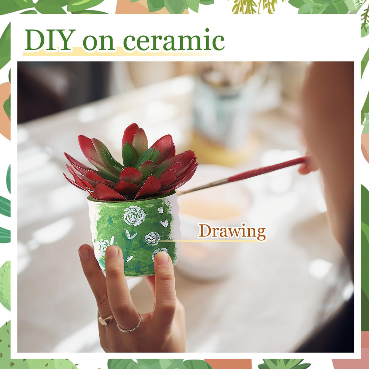 Remerry flat-base white ceramic pot for easy stacking and display