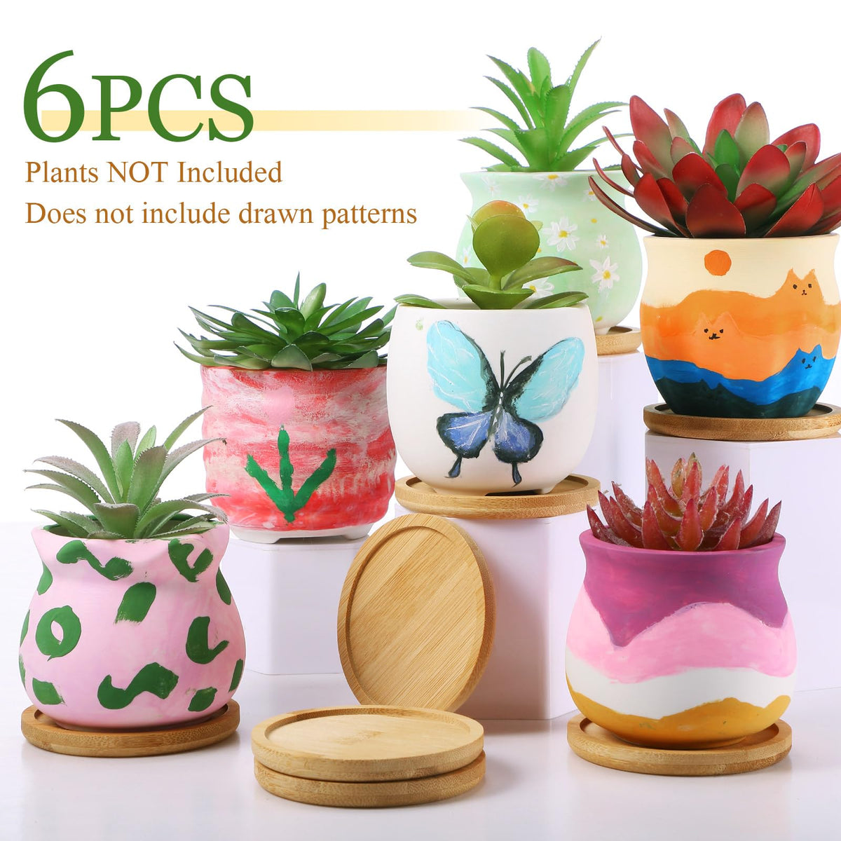Remerry paintable ceramic succulent pot 3.5 inch for DIY color customization