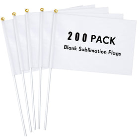 Remerry white blank sublimation mini flag on a stick for DIY banners