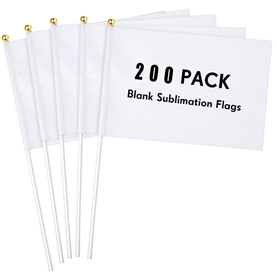 Remerry white blank sublimation mini flag on a stick for DIY banners