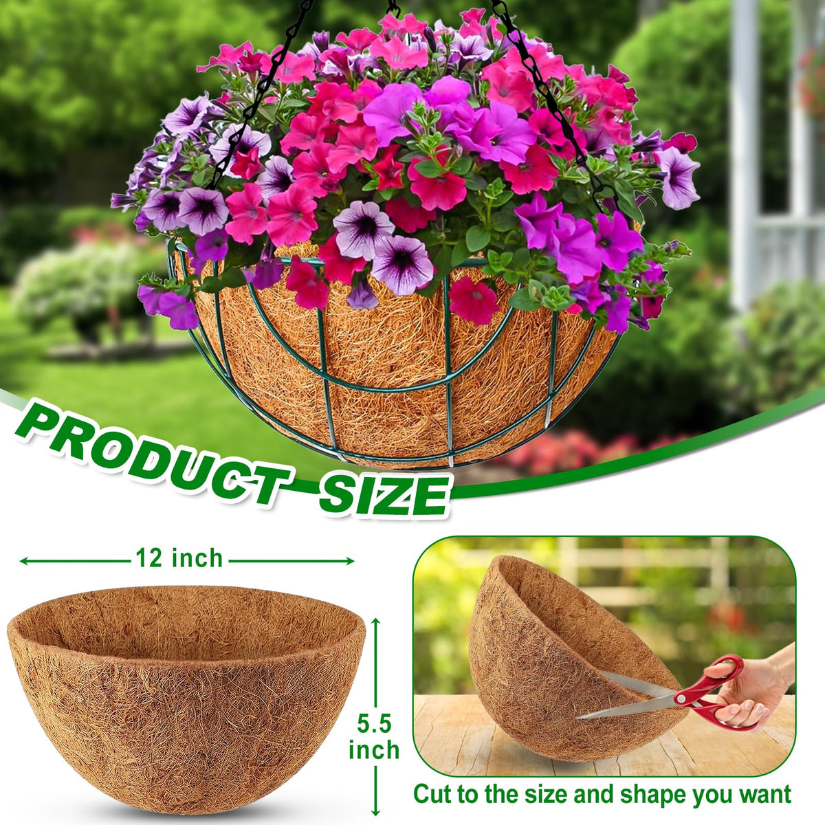 REMIAWY decorative coco liner, ideal for flowers, herbs, and greens.