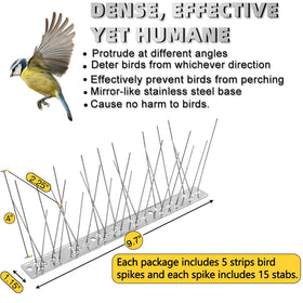 REMIAWY spikes on fence perimeter reduce roosting and mess outdoors.