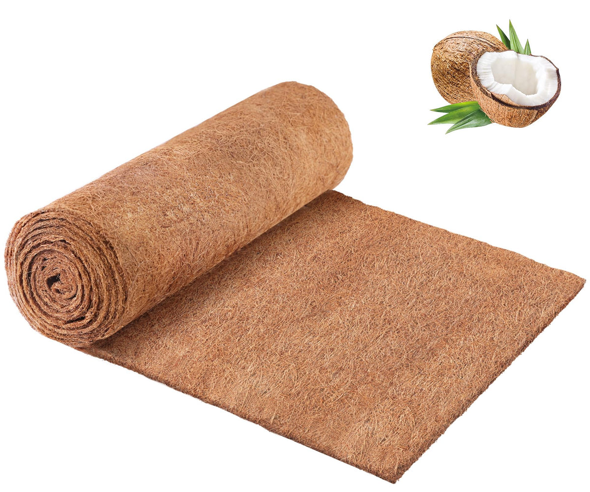 REMIAWY Coco Liner Roll used in planters for moisture retention and root protection.