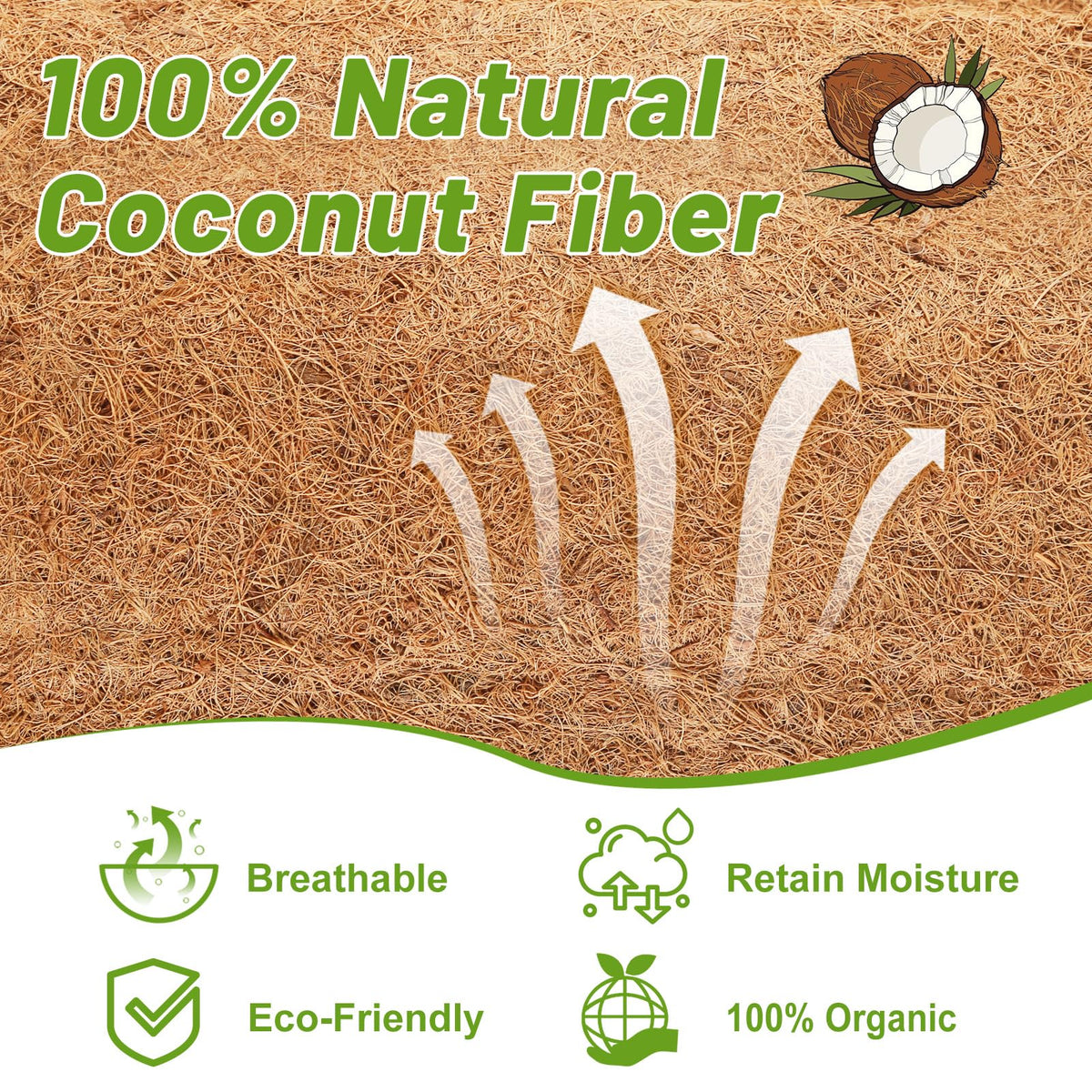 REMIAWY coconut liner in hanging basket provides breathable moisture retention.