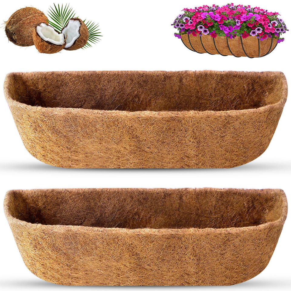 REMIAWY Coco Liners for a 24-inch window box promoting drainage and healthy roots