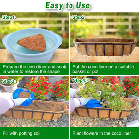 REMIAWY Coco Liners in a basket showing easy installation and soil retention