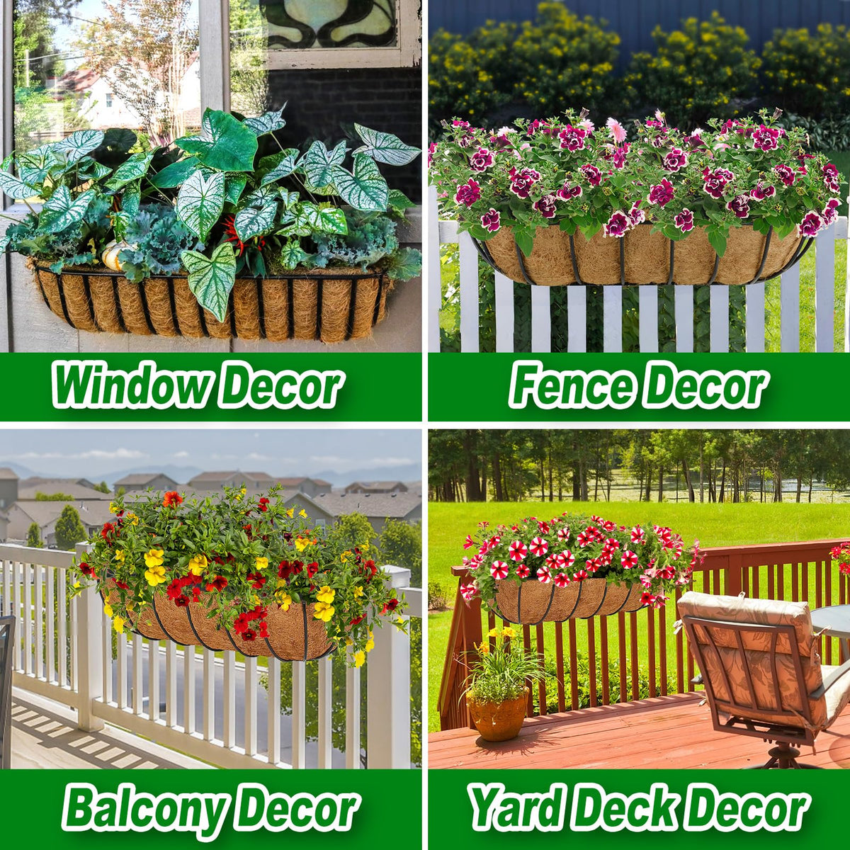 REMIAWY Coco Liners on a garden deck elevating decor while stabilizing soil