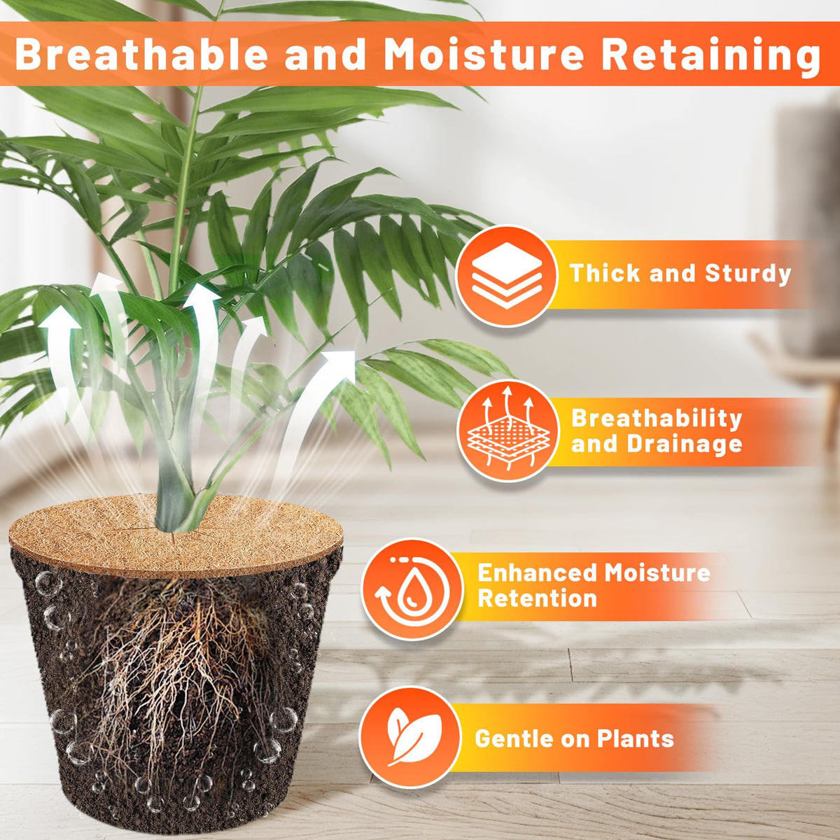 REMIAWY natural coco coir ring protects pots from digging pets