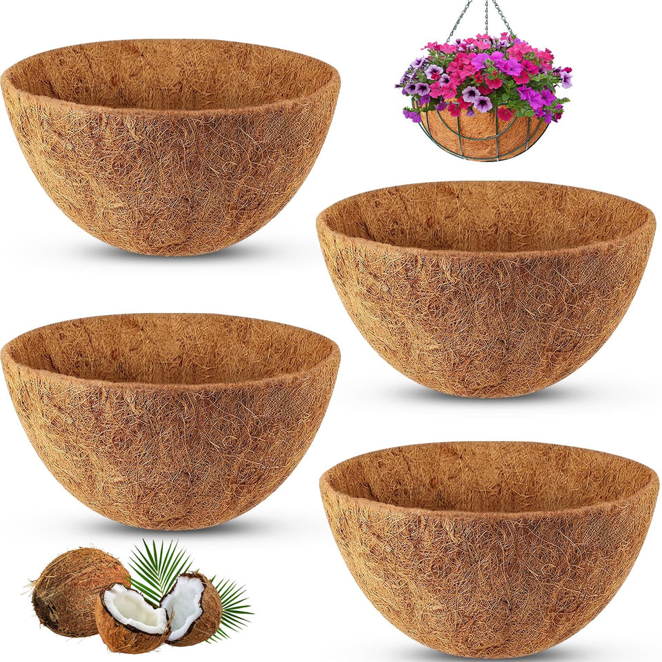 REMIAWY hanging basket coco liner, 12 inch, breathable yet moisture-retentive for vibrant plants.