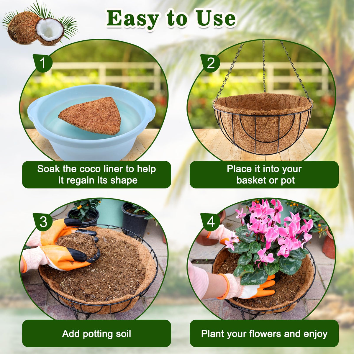 REMIAWY coco liner suitable for flowers, leaves, and vines