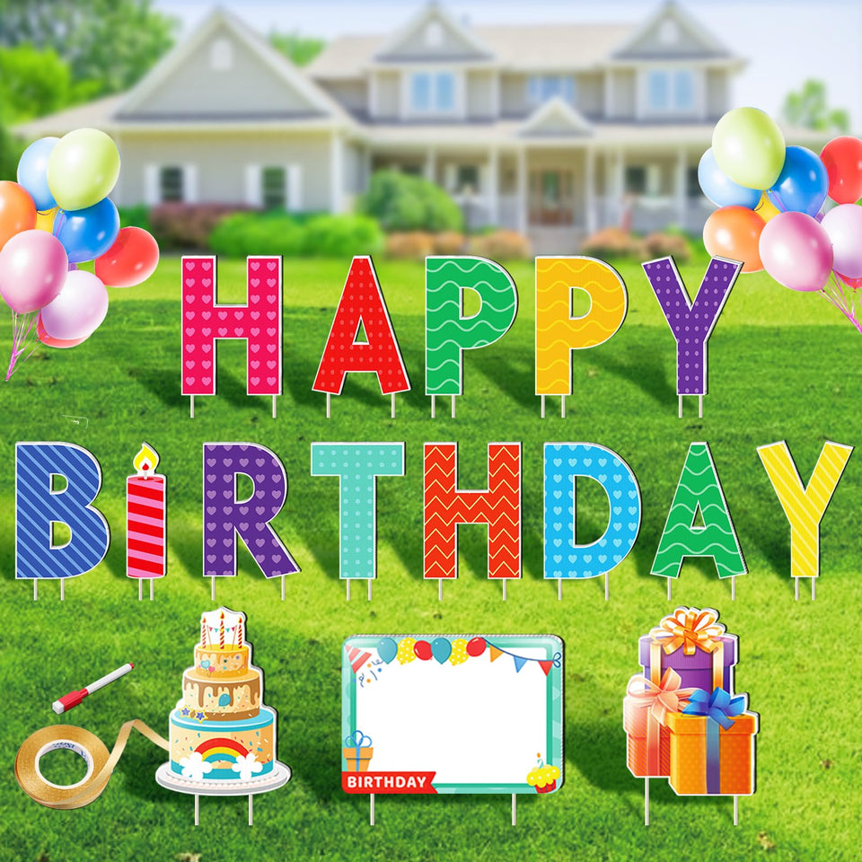 REMIAWY Happy Birthday yard sign letters create a bright outdoor banner for celebrations