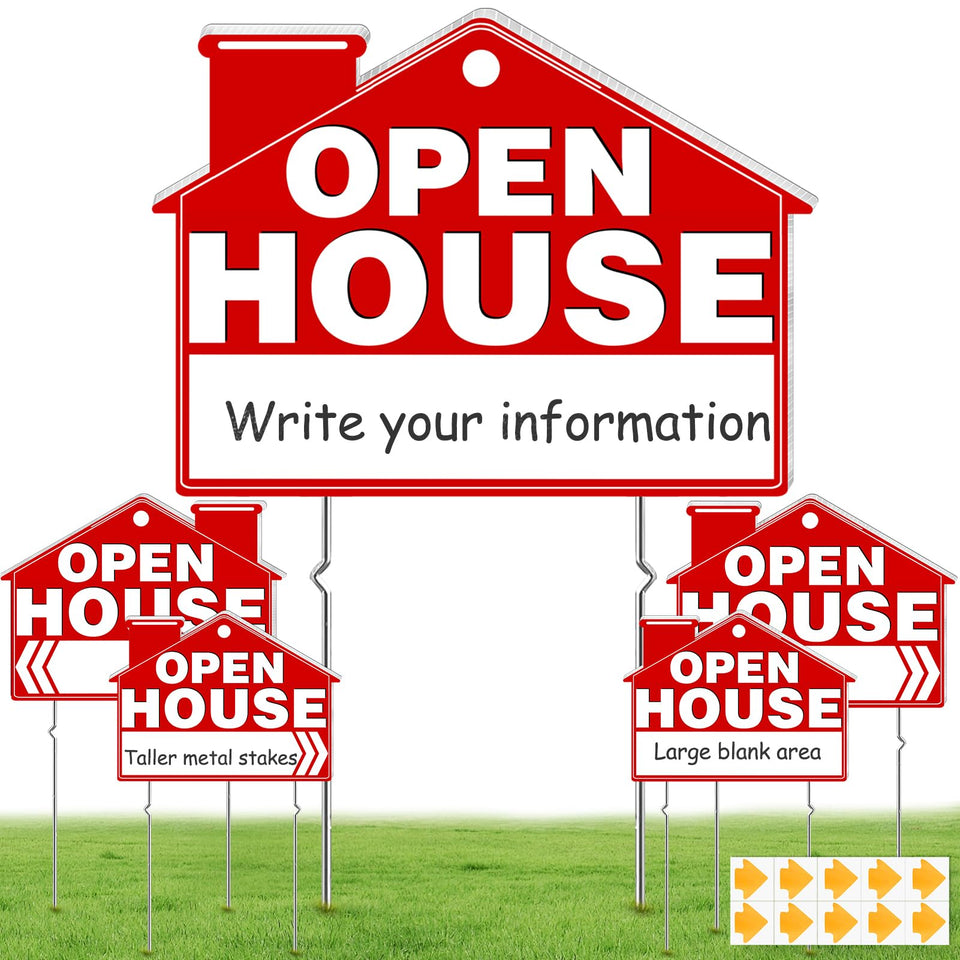 REMIAWY open house sign kit with five signs and stakes for real estate advertising